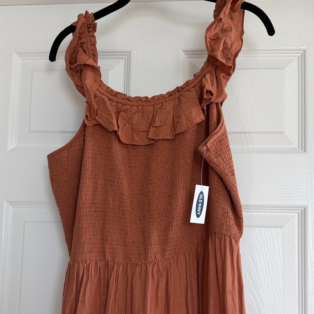 NWT‎ Old Navy Rust Orange Ruffled Maxi Dress Large - Picture 2 of 4